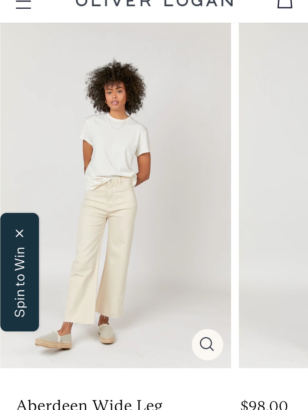 Oliver Logan Aberdeen High-Rise Wide Leg Jeans in eggshell/white/offwhite/cream